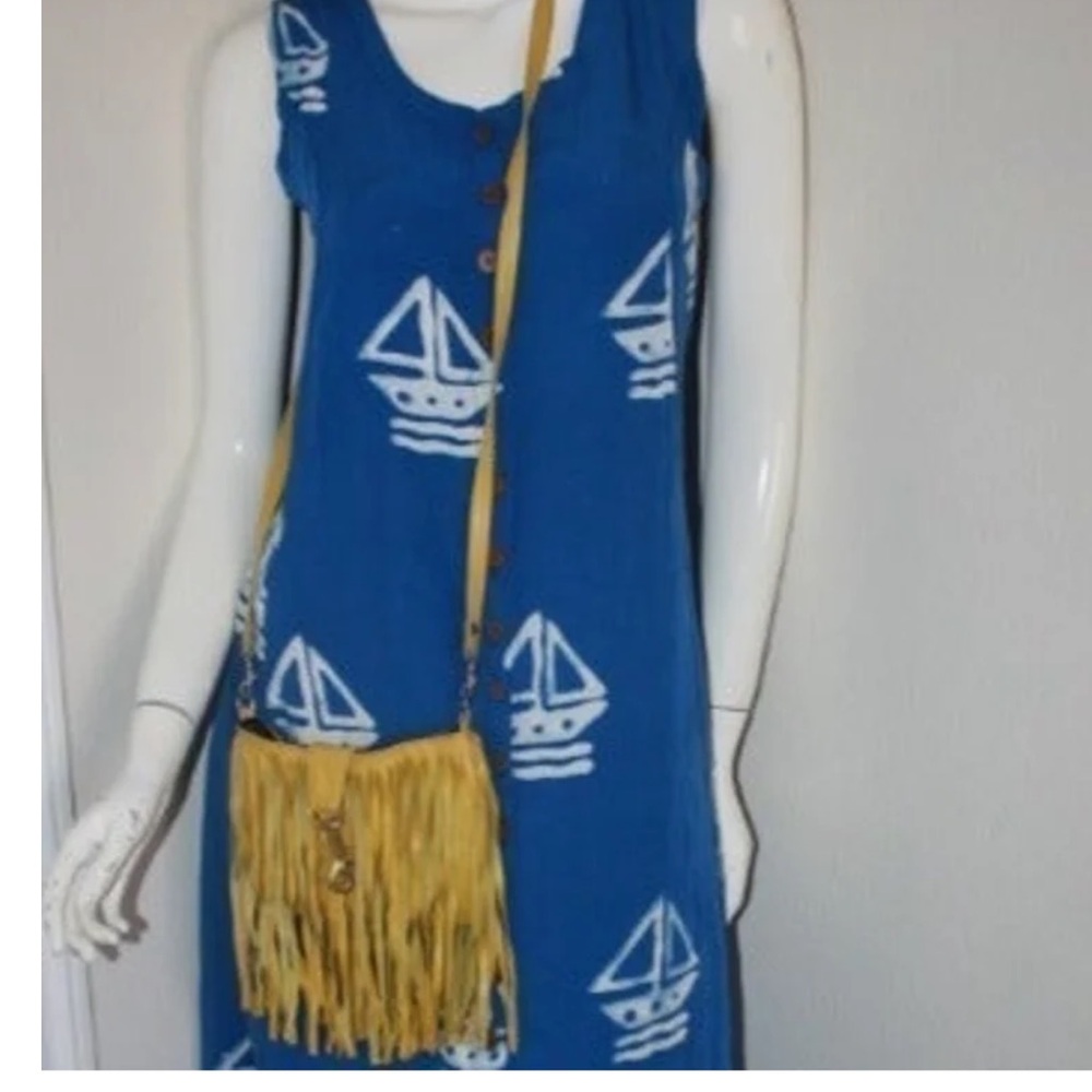 JJ Winters Leather Yellow Fringe Crossbody Purse